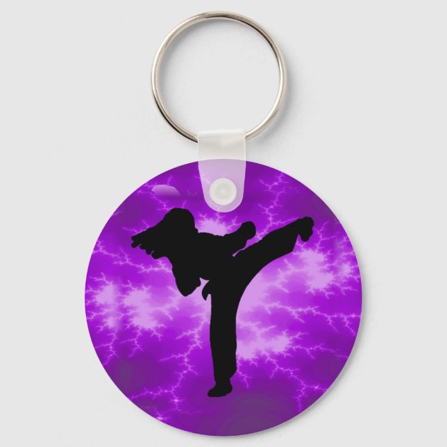 Martial Arts Lila Lightning Girl Nyckelring (Framsida)