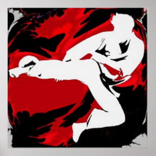 Martial Arts Man Red Swash Poster