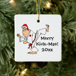 Martial Arts Merry Kick-Mas Jul Dagen Julgransprydnad Keramik