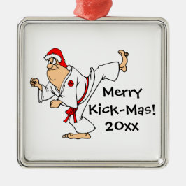 Martial Arts Merry Kick-Mas-jul Julgransprydnad Metall