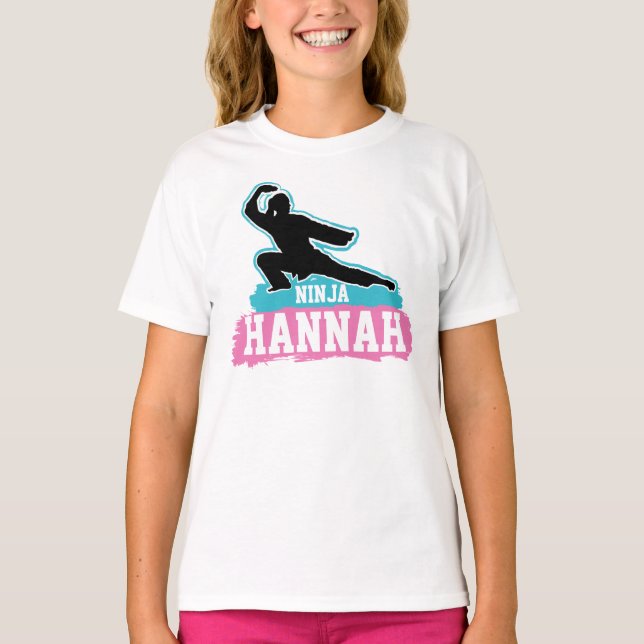 Martial Arts Ninja Warrior Karate Birthday Girl T Shirt (Framsida)