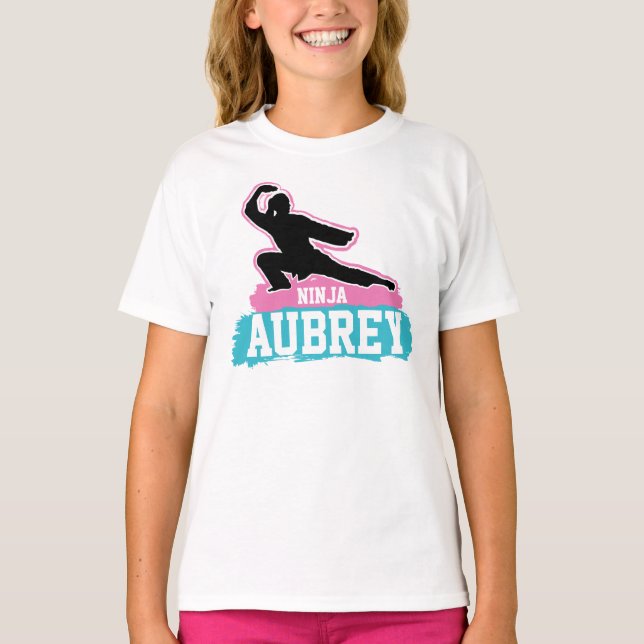 Martial Arts Ninja Warrior Karate Birthday Girl T Shirt (Framsida)
