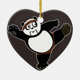 Martial Arts Panda 2 - Brown Julgransprydnad Keramik