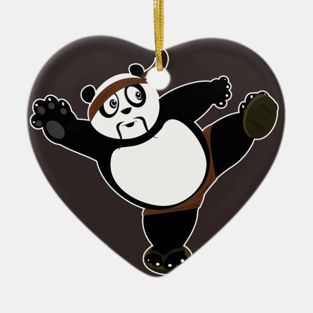Martial Arts Panda 2 - Brown Julgransprydnad Keramik (Framsidan)