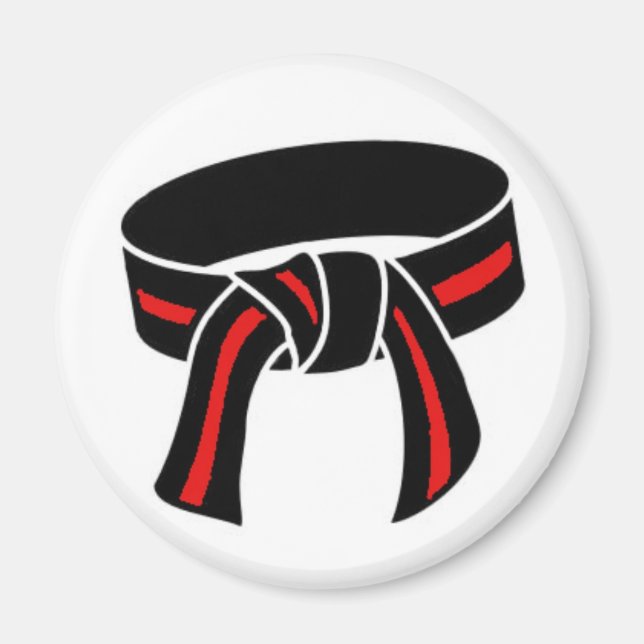 Martial Arts Rank Bälte Magnet, Black w Red Rand Magnet (Framsidan)
