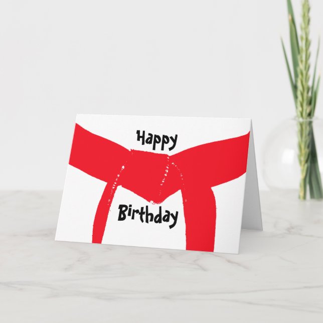Martial Arts Red Bälte Birthday Kort (Framsida)
