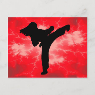 Martial Arts Red Lightning kvinna Vykort
