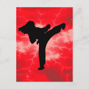 Martial Arts Red Lightning kvinna Vykort