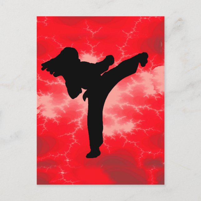 Martial Arts Red Lightning kvinna Vykort (Framsida)