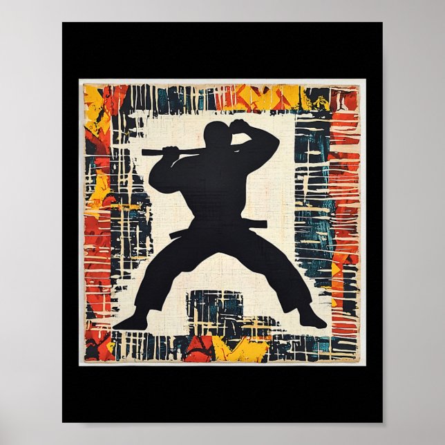 Martial Arts Silhouette Abstrakt Poster (Framsidan)