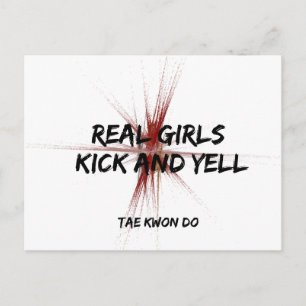 Martial Arts Taekwondo Girls Kick och Gult Vykort