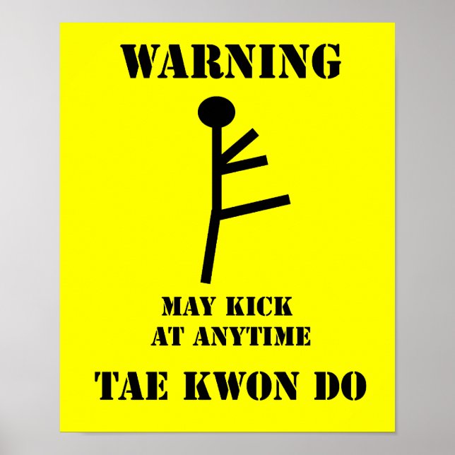 Martial Arts Taekwondo Varning Poster (Framsidan)