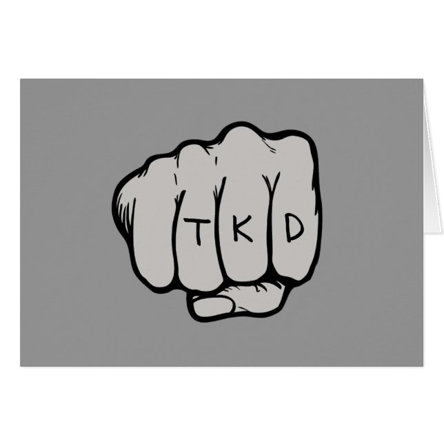 Martial Arts TKD Taekwondo Fist Grått OBS Kort (Framsidan Horizontal)