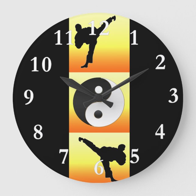 Martial Arts Yin Yang Clock Stor Klocka (Framsida)