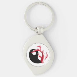 Martial Flow Abstrakt YinYang Kampsportdekal Swirl Silverfärgad Nyckelring