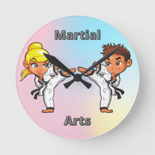 Martial konst Boy och Girl   Rund Klocka