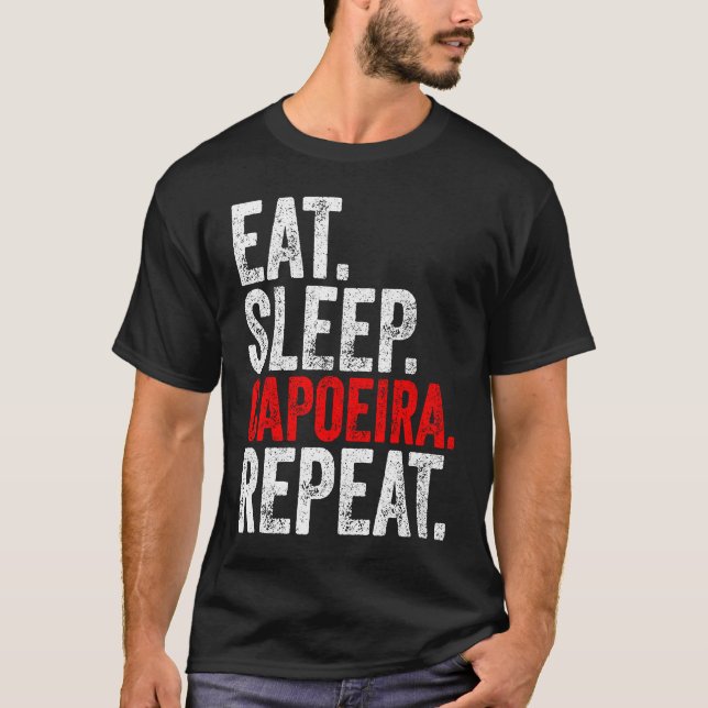 Martial Ninja Costume  Eat Sleep Capoeira Repeat T Shirt (Framsida)