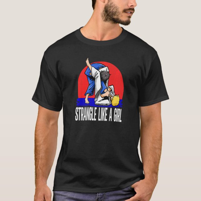 Martial Strangel som en flicka Judoka Judo T Shirt (Framsida)