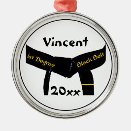 Martialkonst 1:a graden Black Bälte Julgransprydnad Metall