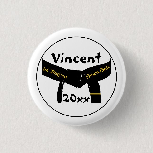 Martialkonst 1:a graden Black Bälte Knapp (Framsida)