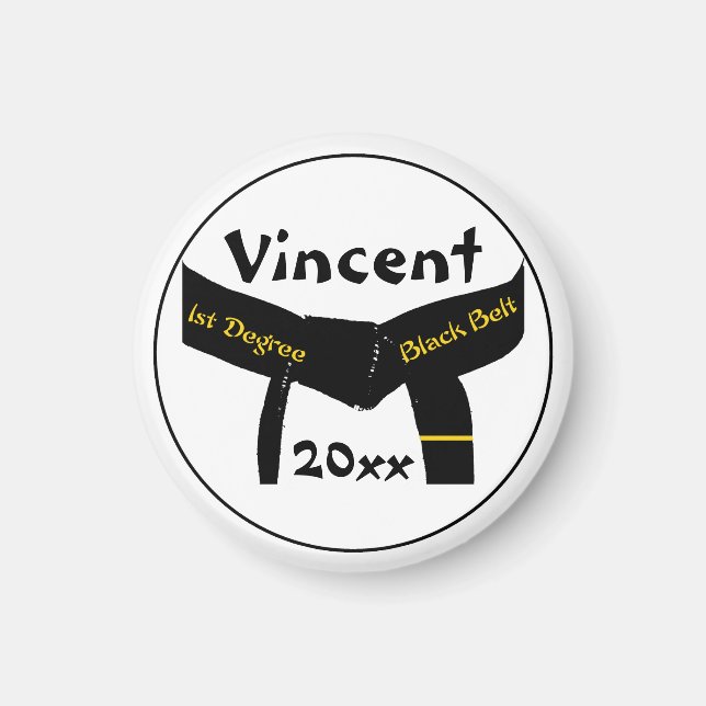 Martialkonst 1:a graden Black Bälte Magnet (Framsidan)