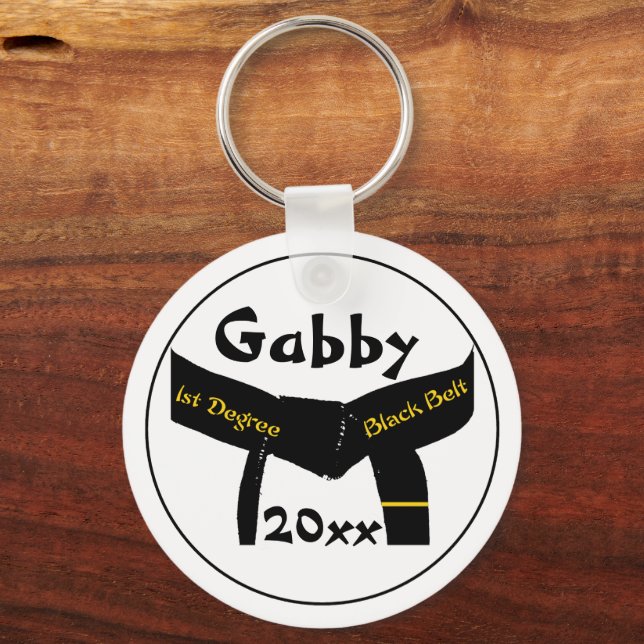 Martialkonst 1:a gradens svart Bälte-nyckelkedja Nyckelring (Framsida)