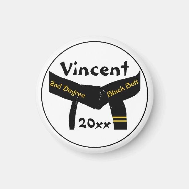 Martialkonst 2:a graden Black Bälte Magnet (Framsidan)
