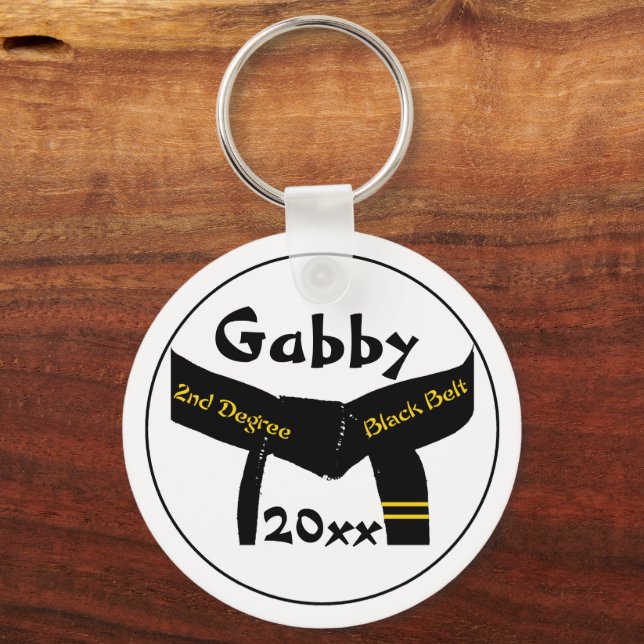 Martialkonst 2:a gradens svart Bälte-nyckelkedja Nyckelring (Framsida)