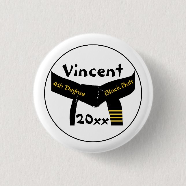 Martialkonst 4:e grader svart Bälte Knapp (Framsida)