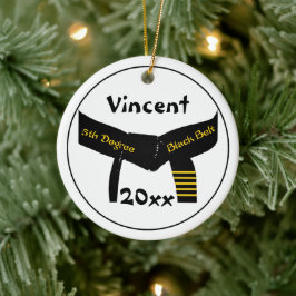 Martialkonst 5:e grader svart Bälte Julgransprydnad Keramik