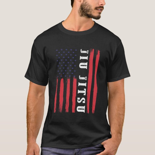 Martialkonst American Flagga Brazilian Jiu Jitsu T Shirt (Framsida)