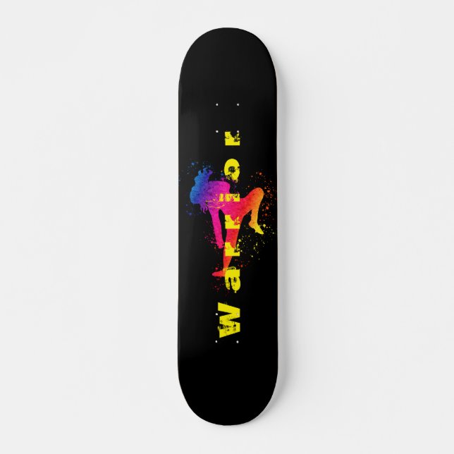 Martialkonst av honkön, Hög kind, Färg Stänk Mini Skateboard Bräda 18,5 Cm (Framsida)