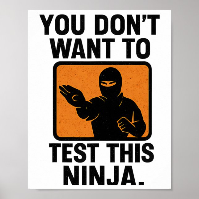 Martialkonst Boxing Ninja Danger Stencil Graphic Poster (Framsidan)