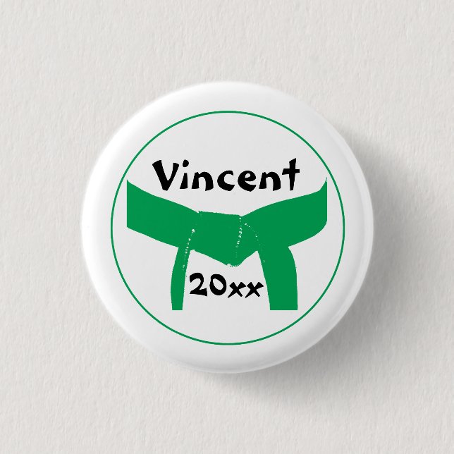 Martialkonst Grönten Bälte Knapp (Framsida)