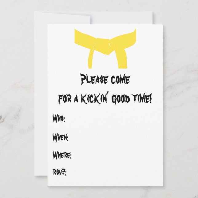 Martialkonst Gulten Bälte Födelsedagsfest inbjudan (Framsida)