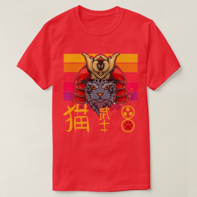 Martialkonst Japansk samurai-katt T Shirt (Design framsida)
