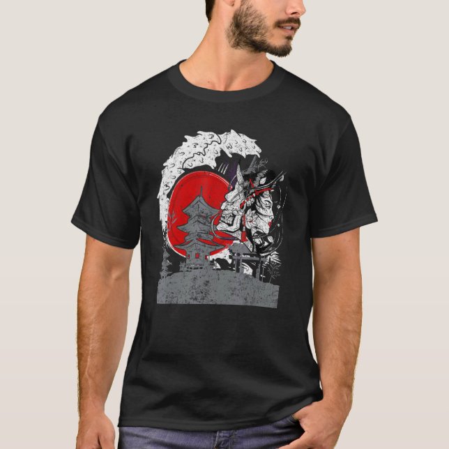 Martialkonst japansk Tengu Samurai med Geisha Ja T Shirt (Framsida)