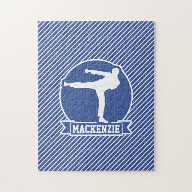 Martialkonst, Karate, Blue & White Rand Pussel (Vertikal)