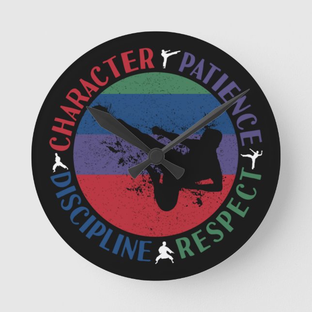 Martialkonst - Karate Core Values Rund Klocka (Framsida)