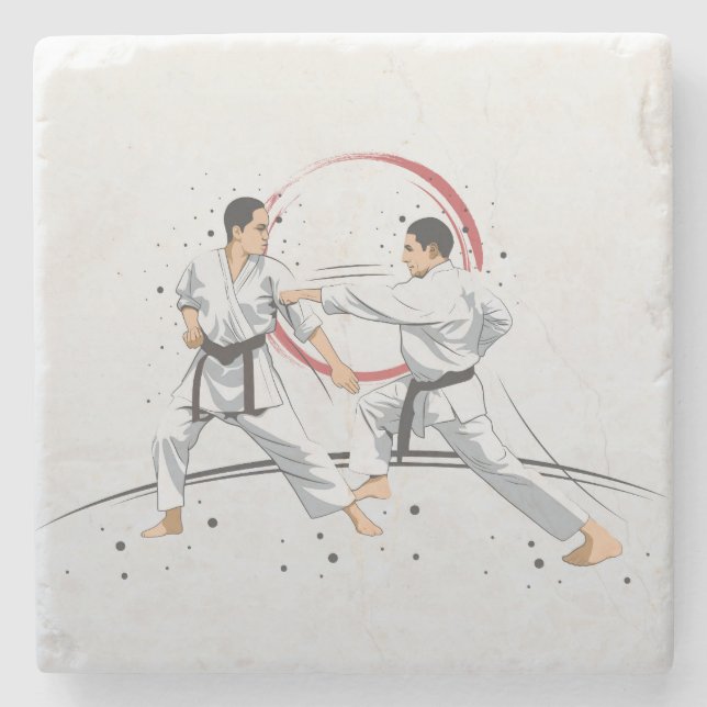 Martialkonst Karate Kambat Fighting eller Sparring Stenunderlägg (Framsidan)