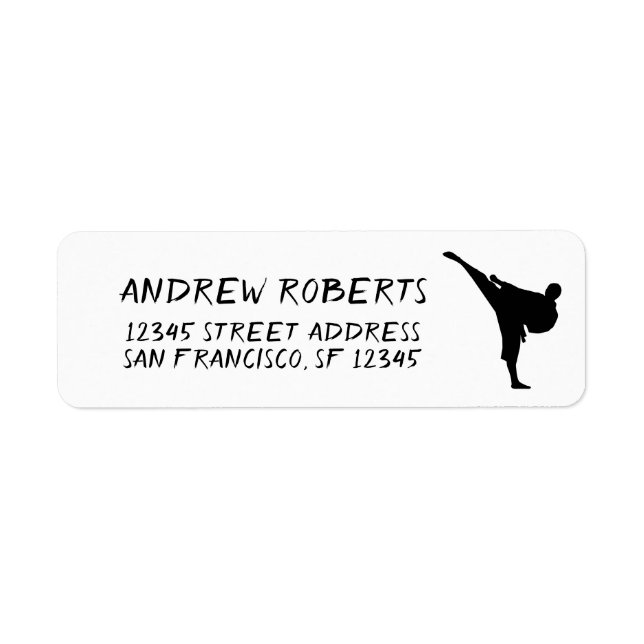 Martialkonst karate logotyp returetiketter returadress etikett (Framsidan)