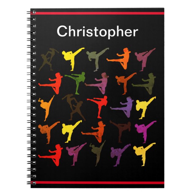 Martialkonst Kick Karate Kids Black Simple Modern Anteckningsbok (Framsidan)