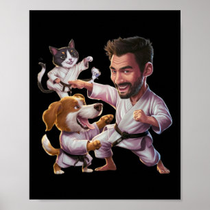 Martialkonst med Hund och katt i aktion G Poster