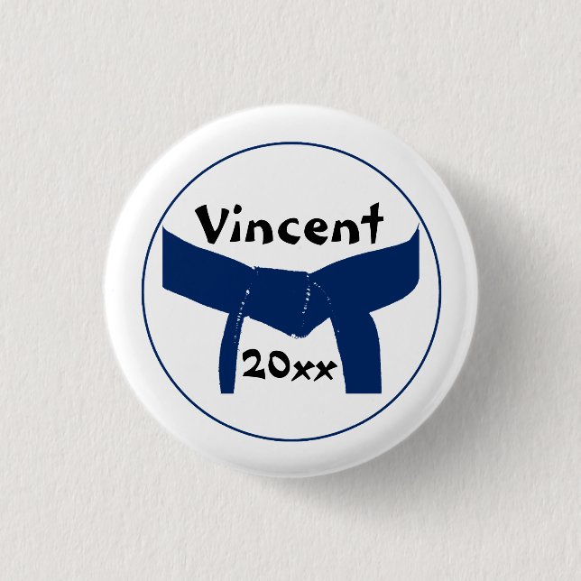 Martialkonst Mörk blått Bälte Knapp (Framsida)