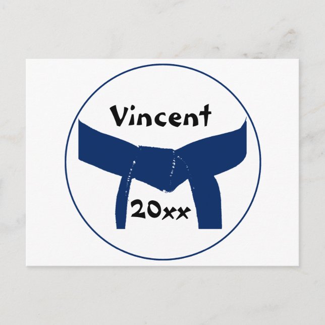 Martialkonst Mörk blått Bälte Vykort (Framsida)