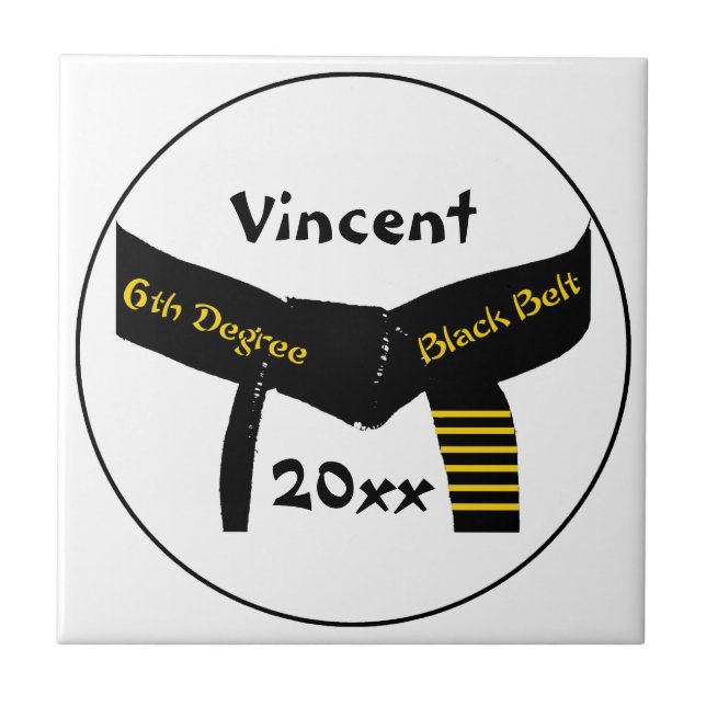 Martialkonst Sjätte graden Black Bälte Tile Kakelplatta (Framsidan)
