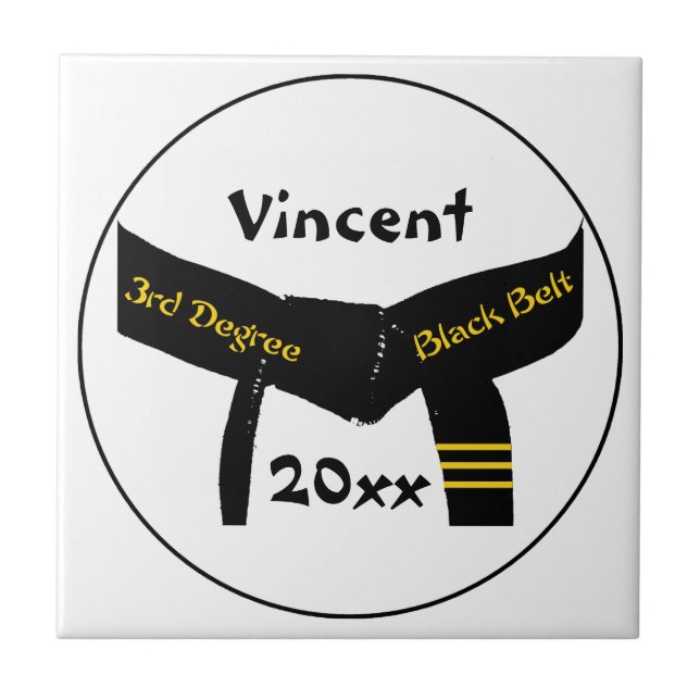 Martialkonst, svart, tredje gradens Bälte Kakelplatta (Framsidan)