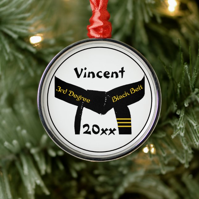 Martialkonst, tredje gradens svart Bälte Julgransprydnad Metall (Träd)