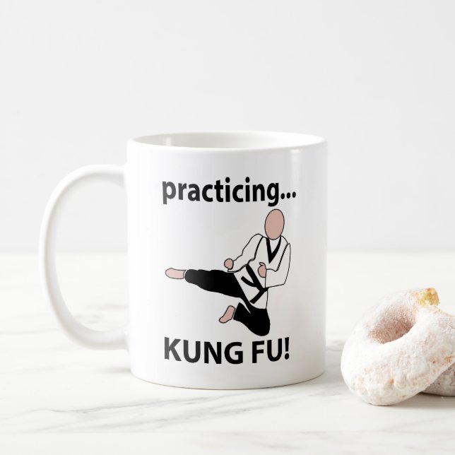 Martialkonsten kung fu Black Bälte Kaffemugg (Med munk)