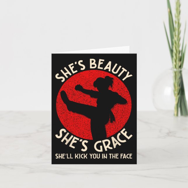 Martialkonsten Maven Beauty och Grace Karate Kick Kort (Framsida)